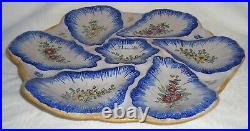 Rare French Antique Majolica / Faience Oyster Plate Quimper Or Malicorne