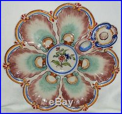 Rare French Antique Majolica Faience Oyster Plate Saint Clement