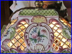 Rare French Faience Birdcage Lamp Ceramic Handpainted Earl of Shrewsbury History