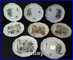 Rare Hautin-Boulanger Choisy-Le-Roi Set of 8 Antique French Scenes Plates