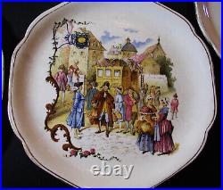 Rare Hautin-Boulanger Choisy-Le-Roi Set of 8 Antique French Scenes Plates