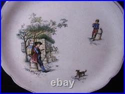 Rare Hautin-Boulanger Choisy-Le-Roi Set of 8 Antique French Scenes Plates