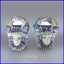Rare Pair Of 17th Century French Faience Pot Handles, Nevers, circa 1650