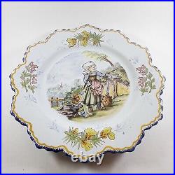 Rare Stunning Antique Henriot Quimper Faience Porcelain Plate Signed By Artist