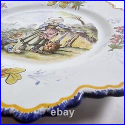 Rare Stunning Antique Henriot Quimper Faience Porcelain Plate Signed By Artist