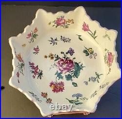 Rare19th Century Faience Porcelain Octagon shaped Footed Fruit Bowl Gien French