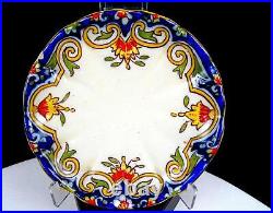 Rouen #1494 French Faience Antique Porcelain Scalloped 2 Cup/Saucer Set 1860