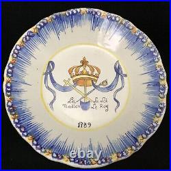 Rouen 19th c. Faience French 1789 Revolution Commemorative Plate Wall Hanger