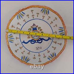 Rouen 19th c. Faience French 1790 Revolution Commemorative Plate Wall Hanger