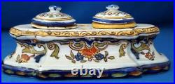 Rouen Double Inkwell French Continental Faience Pottery
