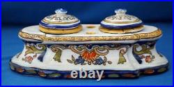 Rouen Double Inkwell French Continental Faience Pottery
