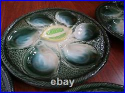 SIX FRENCH PLATES OYSTER LEMON FAIENCE MAJOLICA ST CLEMENT pattern 4589