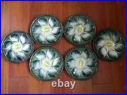 SIX FRENCH PLATES OYSTER LEMON FAIENCE MAJOLICA ST CLEMENT pattern 4589