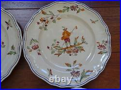 SIX VINTAGE DINNER PLATE FRENCH FAIENCE longchamp Moustiers 10,24 CIRCA 1920s