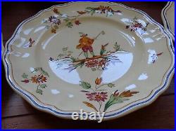 SIX VINTAGE DINNER PLATE FRENCH FAIENCE longchamp Moustiers 10,24 CIRCA 1920s