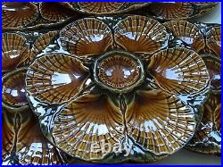 SIX VINTAGE FRENCH PLATES OYSTER FAIENCE MAJOLICA SARREGUEMINES circa 1940s
