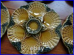 SIX VINTAGE FRENCH PLATES OYSTER FAIENCE MAJOLICA SARREGUEMINES circa 1940s
