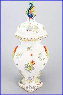STUNNING Antique Rouen Style French Faience POLYCHROME LIDDED JAR PRISTINE