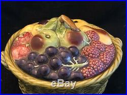 Sarreguemines Faïence Trompe lil Coupe aux Fruits Antique French 19th Ancienne