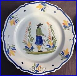 Set 4 Vintage Henriot Quimper French Pottery 9 Man Dinner Plates EUC Photos