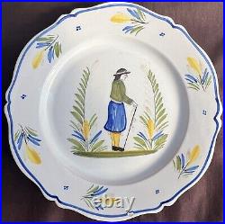 Set 4 Vintage Henriot Quimper French Pottery 9 Man Dinner Plates EUC Photos