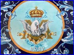 Set 5 Ulysse Blois Blue French Faience Plates Signed E (Emile) Balon Antique