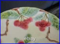 Set 6 Antique FFAS French Art Pottery MAJOLICA Faience Cherries Cabinet Plates