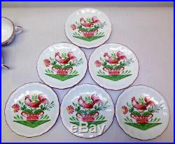Set 6 VTG ST CLEMENT France ROOSTER Chanticleer Cups & Saucers COUNTRY FRENCH