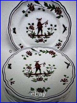 Set 6 Vintage Longchamp France Moustiers Hand Painted Small Plate Made in Mexico