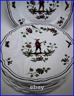 Set 6 Vintage Longchamp France Moustiers Hand Painted Small Plate Made in Mexico