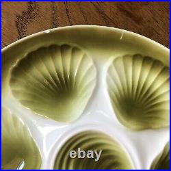 Set 7 Vintage French Majolica Oyster / Shellfish Plates ORCHIES Moulin Des Loups