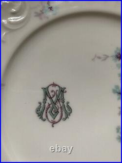 Set Of 6 Monogram Plates French Faience G. Boutigny, France, Antique RARE