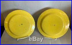 Set of 2 Antique Canary Yellow French Transferware Faience Plates Choisy 8