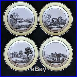 Set of 4 Antique PH Choisy French Faience Transfer-ware Plates English Palaces