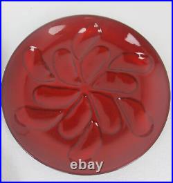 Set of 6 French Oyster Plates Porcelain Faience Majolica Red Glazed Vintage