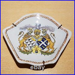 Set of 7 Antique 1890's French Quimper Armorial Shield Plates signed PB