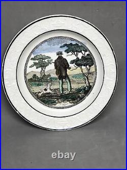 Set of 7 Rare 1820 P&H Choisy Faience Pottery Transfer Plates, Hunting Scenes
