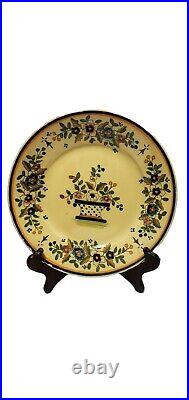 Signed HB Henriot Quimper Yellow Handpainted Flower Basket Salad Plate 8.5