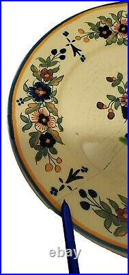 Signed HB Henriot Quimper Yellow Handpainted Flower Basket Salad Plate 8.5