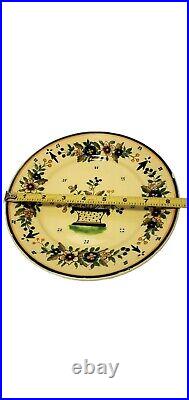 Signed HB Henriot Quimper Yellow Handpainted Flower Basket Salad Plate 8.5