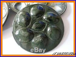 Six French Plates Oyster Lemon Faience Majolica St Clement