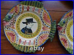 Six Vintage Fish Plate French Faience Henriot Quimper