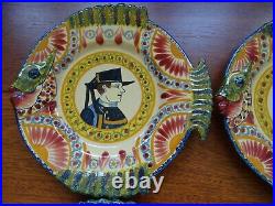 Six Vintage Fish Plate French Faience Henriot Quimper