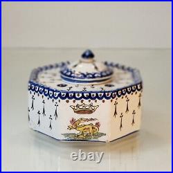 +++Special French Antique Faience hand painted signed and numbered Inkwell 19th
