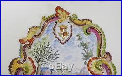 Splendid Antique 19th Century French Faience Armorial Dish Plaque LILLE 1767