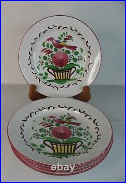 St. Clement France Rooster Chanticleer Set of 5 Plates 8-1/2 Antique Vtg 1800's