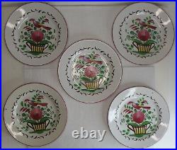 St. Clement France Rooster Chanticleer Set of 5 Plates 8-1/2 Antique Vtg 1800's