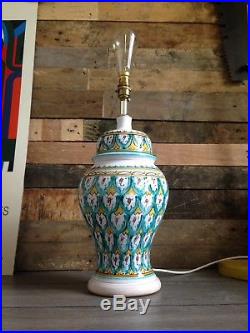 Stunning Large Vintage Faience Ware Table Lamp Base Retro Italian French Spanish