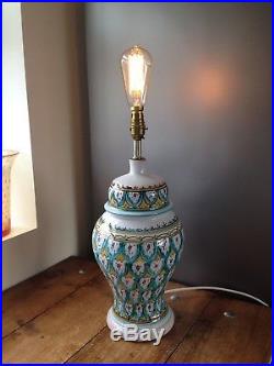 Stunning Large Vintage Faience Ware Table Lamp Base Retro Italian French Spanish