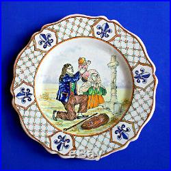 Superb 19th Century French Faience Plate. Malicorne N Quimper. Mint. Very Rare